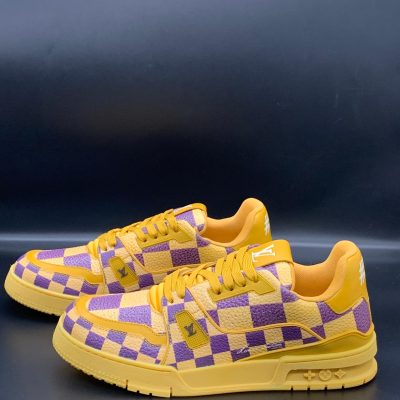 Yellow LV Yellow Checkers Sneakers